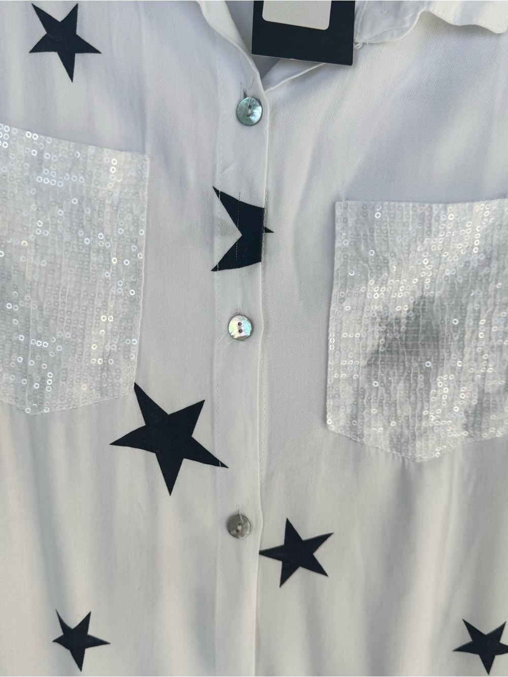 Vent16 White Shirt Dress with Black Star Detail - Picture 5 of 7